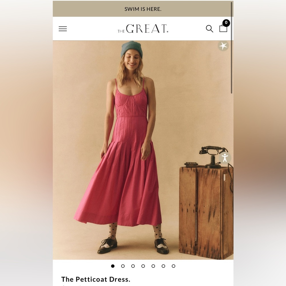 THE GREAT pink Petticoat Dress. Size 0. NWT